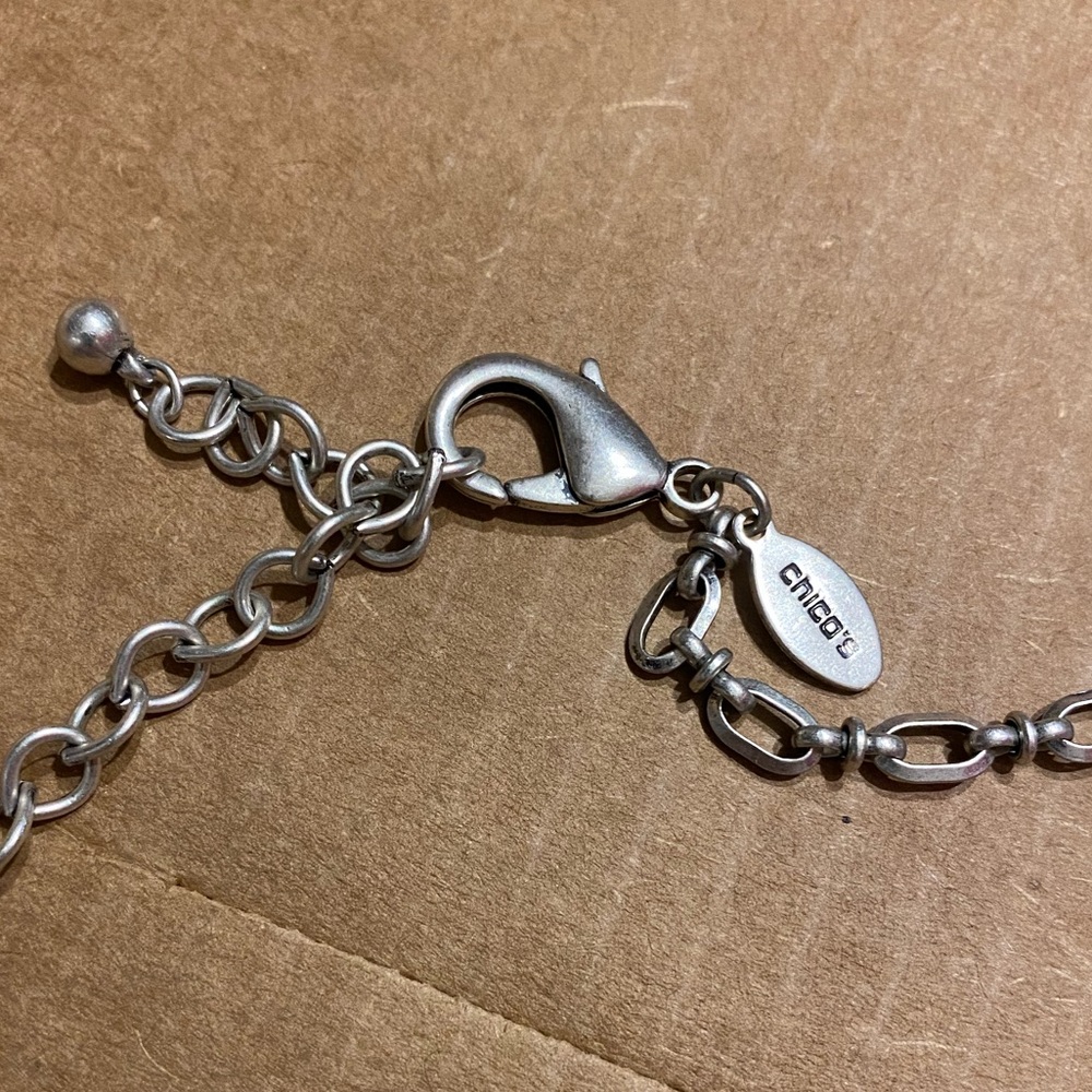 Chico’s Statement Necklace 30” Adjustable Silver … - image 3